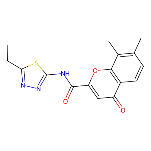 N-(5-ethyl-1,3,4-thiadiazol-2-yl)-7,8-dimethyl-4-oxo-4H-chromene-2-carboxamide structure