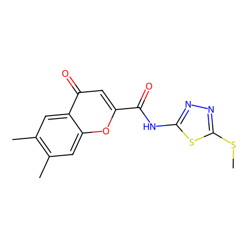 6,7-dimethyl-N-[5-(methylsulfanyl)-1,3,4-thiadiazol-2-yl]-4-oxo-4H-chromene-2-carboxamide structure