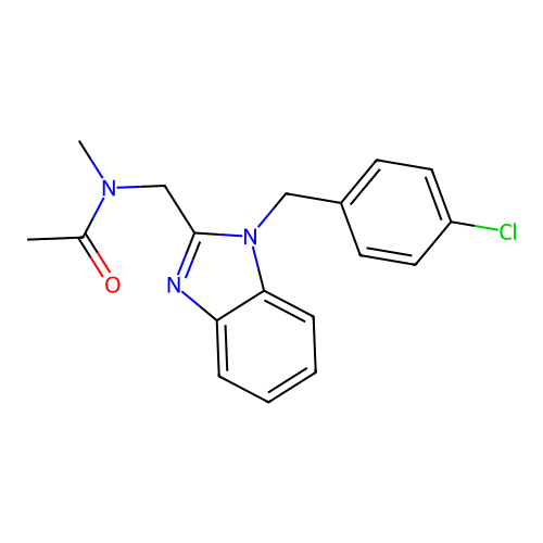 N-({1-[(4-chlorophenyl)methyl]benzimidazol-2-yl}methyl)-N-methylacetamide structure