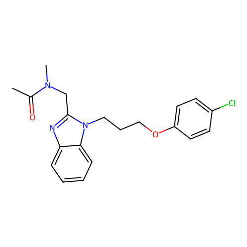 N-({1-[3-(4-chlorophenoxy)propyl]benzimidazol-2-yl}methyl)-N-methylacetamide structure