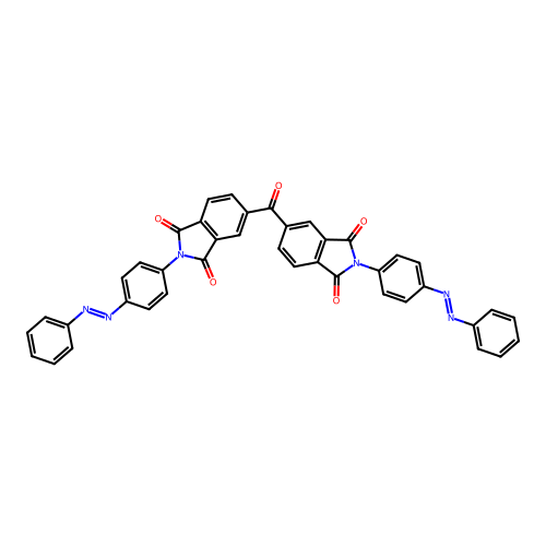 5,5'-carbonylbis[2-{4-[(E)-phenyldiazenyl]phenyl}-1H-isoindole-1,3(2H)-dione] structure