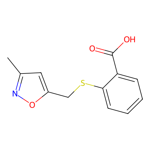 2-{[(3-Methyl-1,2-oxazol-5-yl)methyl]sulfanyl}benzoic acid structure