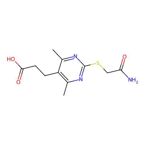 3-{2-[(Carbamoylmethyl)sulfanyl]-4,6-dimethylpyrimidin-5-yl}propanoic acid structure
