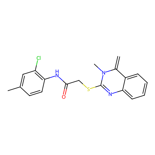 N-(2-chloro-4-methylphenyl)-2-(3-methyl-4-methylidenequinazolin-2-yl)sulfanylacetamide structure
