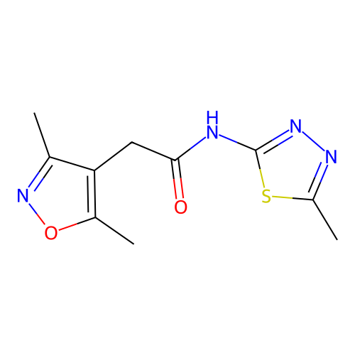 2-(3,5-dimethylisoxazol-4-yl)-N-(5-methyl-1,3,4-thiadiazol-2-yl)acetamide structure