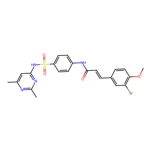 3-(3-bromo-4-methoxyphenyl)-N-(4-{[(2,6-dimethyl-4-pyrimidinyl)amino]sulfonyl}phenyl)acrylamide structure