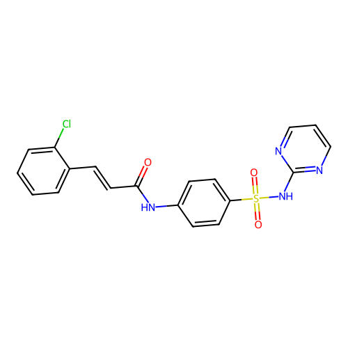 3-(2-chlorophenyl)-N-[4-(pyrimidin-2-ylsulfamoyl)phenyl]prop-2-enamide structure