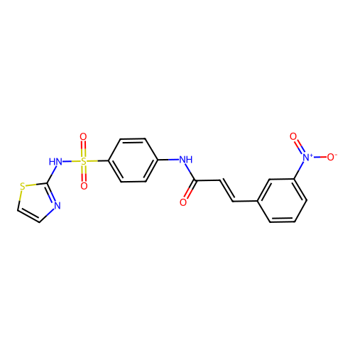 (2E)-3-(3-nitrophenyl)-N-[4-(1,3-thiazol-2-ylsulfamoyl)phenyl]prop-2-enamide structure