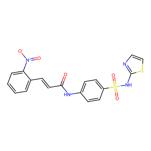 (E)-3-(2-nitrophenyl)-N-[4-(1,3-thiazol-2-ylsulfamoyl)phenyl]prop-2-enamide structure