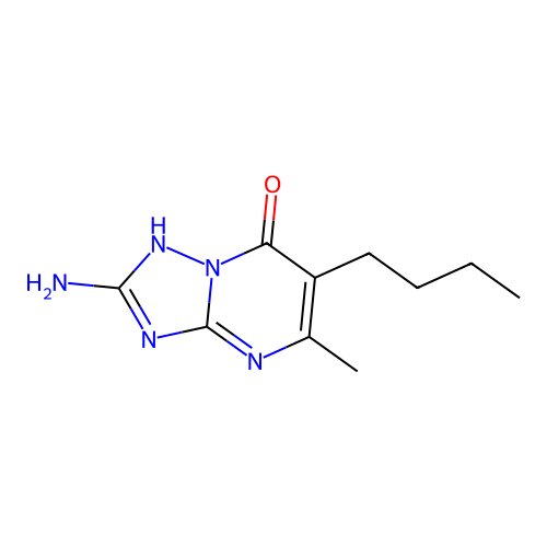 2-Amino-6-butyl-5-methyl[1,2,4]triazolo[1,5-A]pyrimidin-7-OL structure