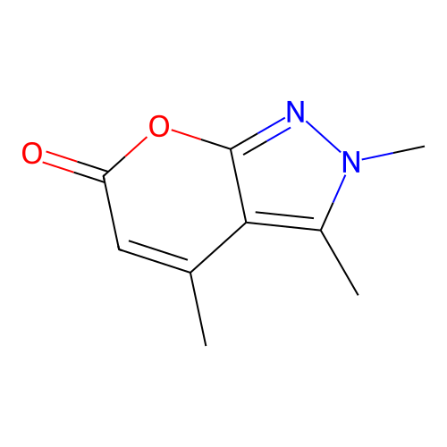 Pyrano(2,3-c)pyrazol-6-one, 2,3,4-trimethyl- structure