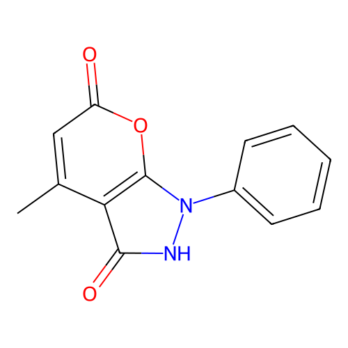 4-Methyl-1-phenyl-1,2-dihydropyrano[2,3-c]pyrazole-3,6-dione structure