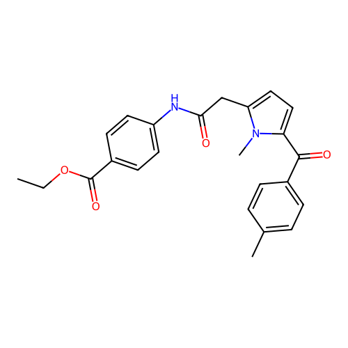 Benzoic acid, 4-(((1-methyl-5-(4-methylbenzoyl)-1H-pyrrol-2-yl)acetyl)amino)-, ethyl ester structure