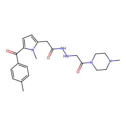 1H-Pyrrole-2-acetic acid, 1-methyl-5-(4-methylbenzoyl)-, 2-(2-(4-methyl-1-piperazinyl)-2-oxoethyl)hydrazide structure
