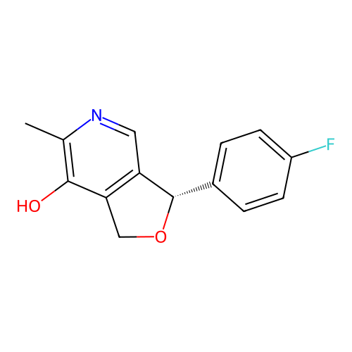(3S)-3-(4-fluorophenyl)-6-methyl-1,3-dihydrofuro[3,4-c]pyridin-7-ol structure