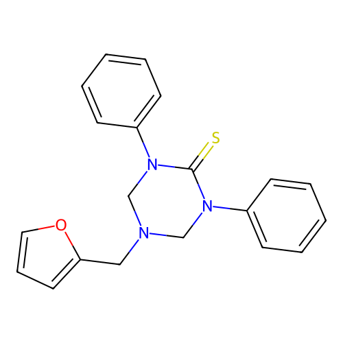 5-(Furan-2-ylmethyl)-1,3-diphenyl-1,3,5-triazinane-2-thione structure