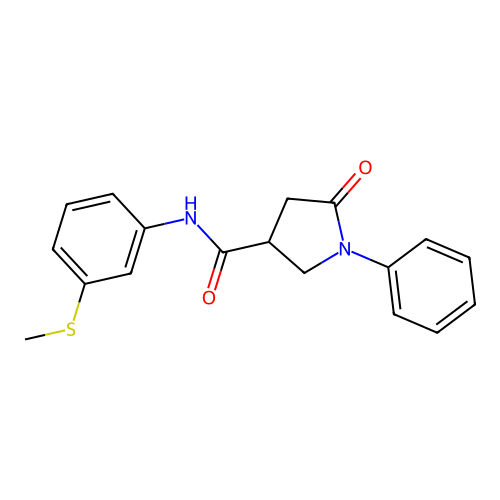 N-[3-(methylsulfanyl)phenyl]-5-oxo-1-phenylpyrrolidine-3-carboxamide structure