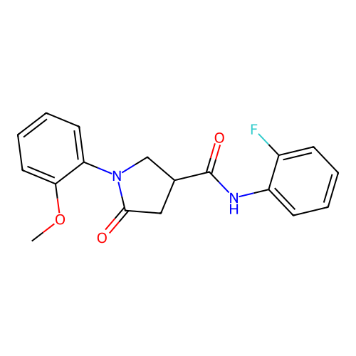 N-(2-fluorophenyl)-1-(2-methoxyphenyl)-5-oxopyrrolidine-3-carboxamide structure