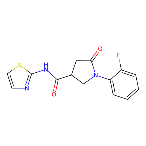 1-(2-fluorophenyl)-5-oxo-N-(1,3-thiazol-2-yl)pyrrolidine-3-carboxamide structure