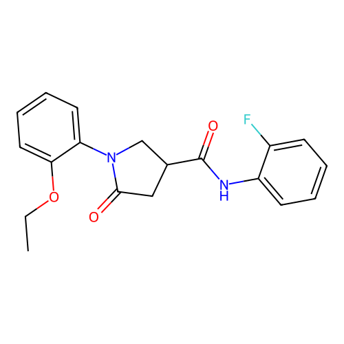 1-(2-ethoxyphenyl)-N-(2-fluorophenyl)-5-oxopyrrolidine-3-carboxamide structure