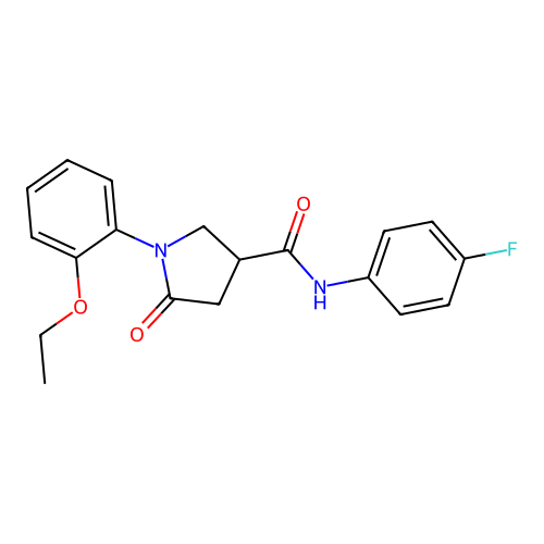 1-(2-ethoxyphenyl)-N-(4-fluorophenyl)-5-oxopyrrolidine-3-carboxamide structure