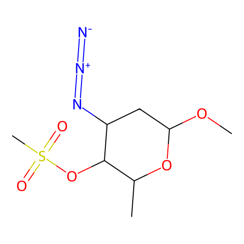 Methyl 3-azido-2,3,6-trideoxy-4-O-(methanesulfonyl)hexopyranoside structure