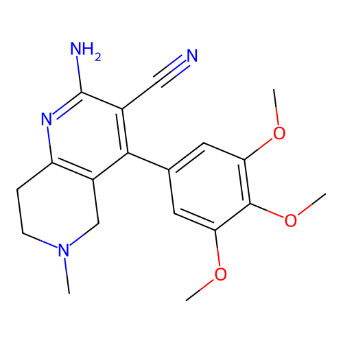 2-amino-6-methyl-4-(3,4,5-trimethoxyphenyl)-5,6,7,8-tetrahydro-1,6-naphthyridine-3-carbonitrile structure