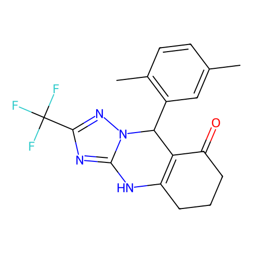 9-(2,5-dimethylphenyl)-2-(trifluoromethyl)-5,6,7,9-tetrahydro-[1,2,4]triazolo[5,1-b]quinazolin-8(4H)-one structure