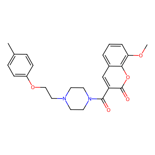 8-Methoxy-3-[4-[2-(4-methylphenoxy)ethyl]piperazine-1-carbonyl]chromen-2-one structure