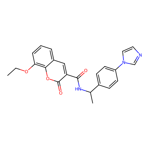 8-ethoxy-N-[1-(4-imidazol-1-ylphenyl)ethyl]-2-oxochromene-3-carboxamide structure