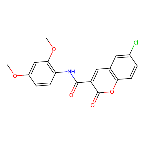 6-chloro-N-(2,4-dimethoxyphenyl)-2-oxo-2H-chromene-3-carboxamide structure