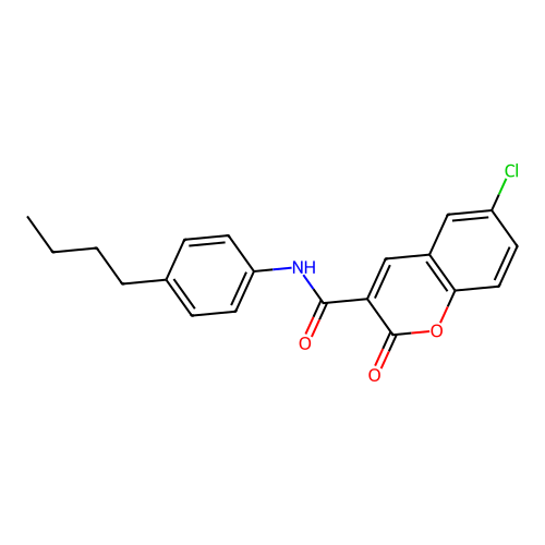 N-(4-butylphenyl)-6-chloro-2-oxo-2H-chromene-3-carboxamide structure