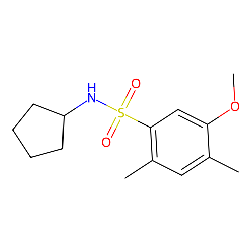 N-cyclopentyl-5-methoxy-2,4-dimethylbenzenesulfonamide structure