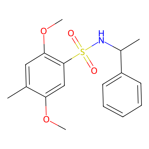 2,5-dimethoxy-4-methyl-N-(1-phenylethyl)benzenesulfonamide structure