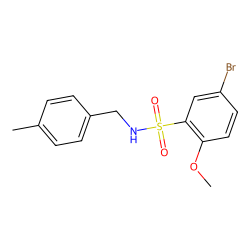 5-bromo-2-methoxy-N-[(4-methylphenyl)methyl]benzene-1-sulfonamide structure