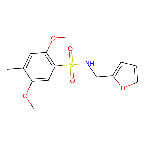 N-(furan-2-ylmethyl)-2,5-dimethoxy-4-methylbenzenesulfonamide structure