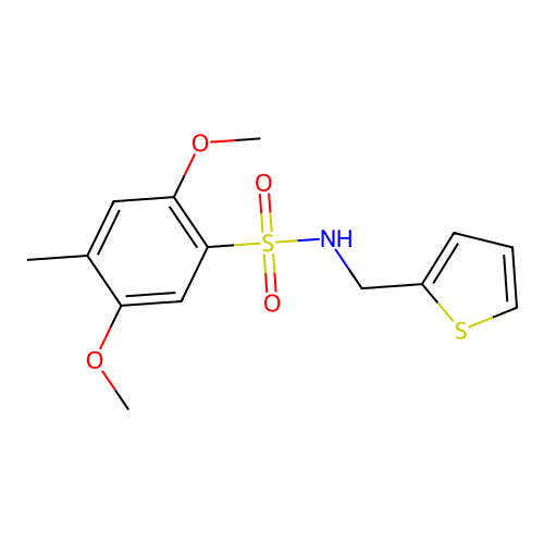 2,5-dimethoxy-4-methyl-N-(2-thienylmethyl)benzenesulfonamide structure
