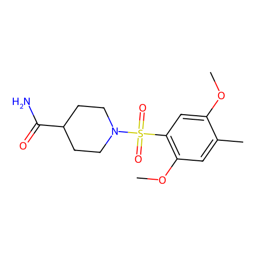 1-(2,5-Dimethoxy-4-methylphenyl)sulfonylpiperidine-4-carboxamide structure