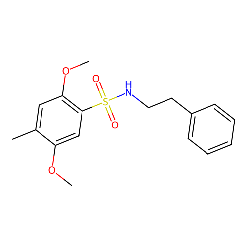 2,5-dimethoxy-4-methyl-N-(2-phenylethyl)benzenesulfonamide structure