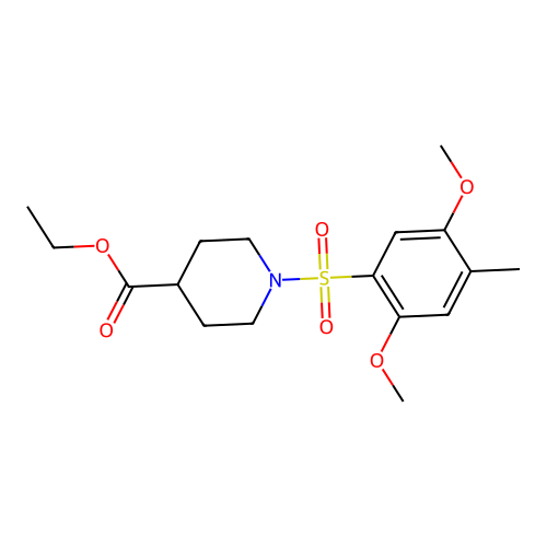 Ethyl 1-(2,5-dimethoxy-4-methylphenyl)sulfonylpiperidine-4-carboxylate structure
