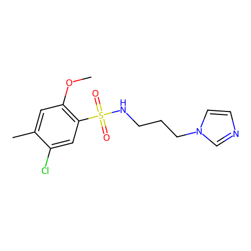 5-chloro-N-[3-(1H-imidazol-1-yl)propyl]-2-methoxy-4-methylbenzenesulfonamide structure