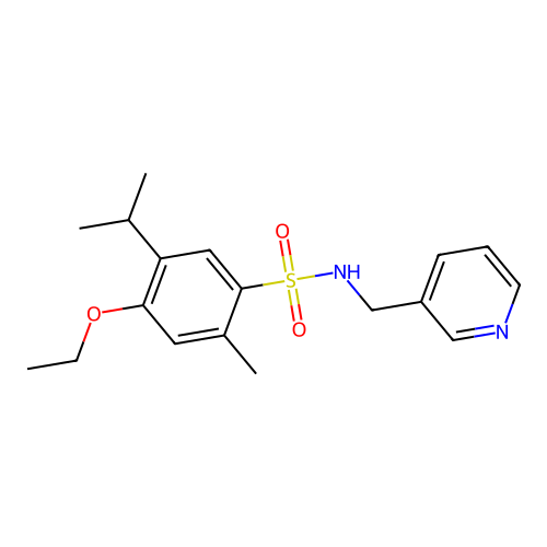 4-ethoxy-2-methyl-5-propan-2-yl-N-(pyridin-3-ylmethyl)benzenesulfonamide structure