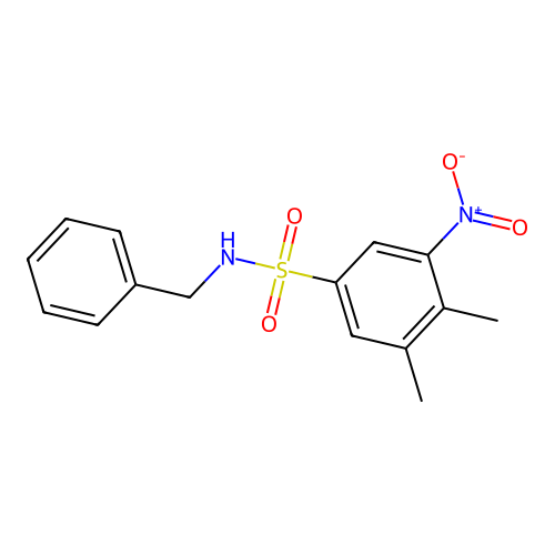 N-benzyl-3,4-dimethyl-5-nitrobenzenesulfonamide structure