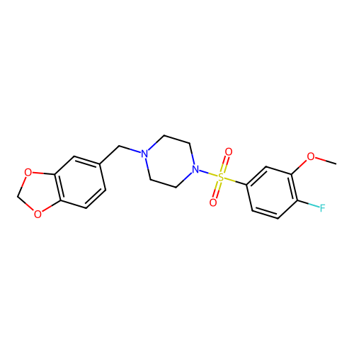 1-(1,3-Benzodioxol-5-ylmethyl)-4-(4-fluoro-3-methoxyphenyl)sulfonylpiperazine structure