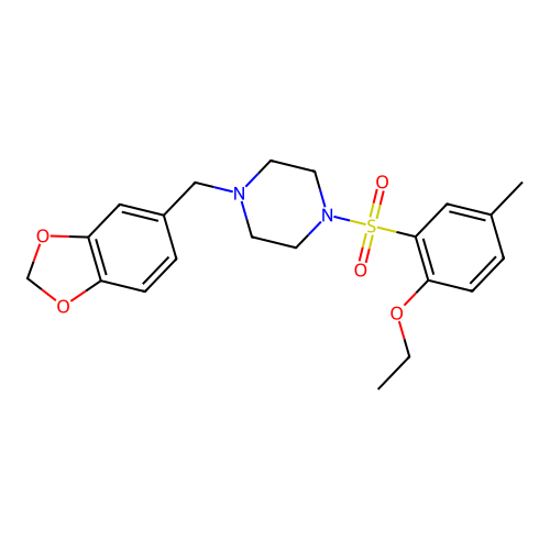 1-(1,3-Benzodioxol-5-ylmethyl)-4-(2-ethoxy-5-methylphenyl)sulfonylpiperazine structure