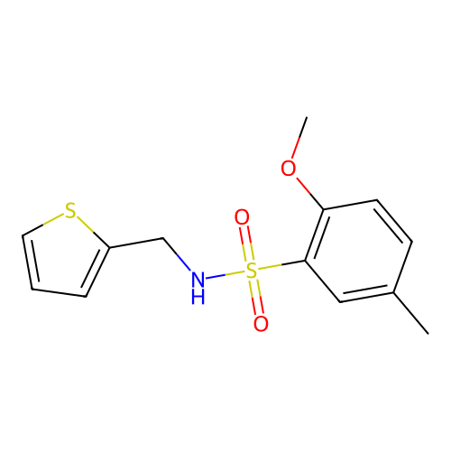 2-Methoxy-5-methyl-N-thiophen-2-ylmethyl-benzenesulfonamide structure