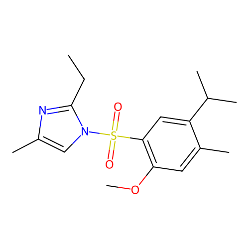 2-ethyl-1-[(5-isopropyl-2-methoxy-4-methylphenyl)sulfonyl]-4-methyl-1H-imidazole structure