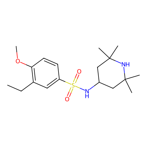 3-ethyl-4-methoxy-N-(2,2,6,6-tetramethylpiperidin-4-yl)benzenesulfonamide structure