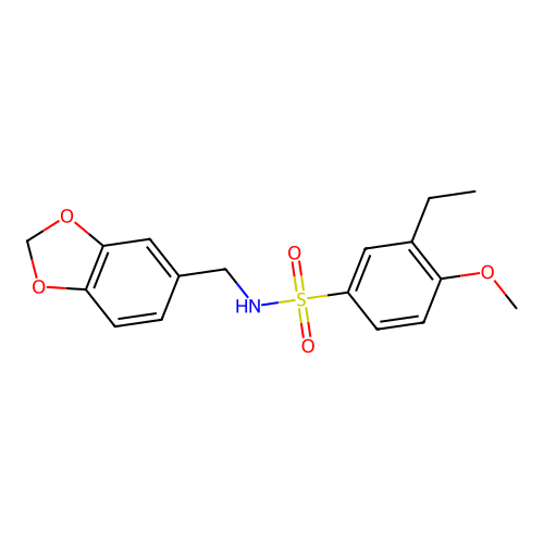 N-(1,3-benzodioxol-5-ylmethyl)-3-ethyl-4-methoxybenzenesulfonamide structure