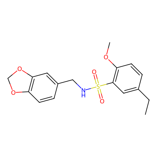 N-(1,3-benzodioxol-5-ylmethyl)-5-ethyl-2-methoxybenzenesulfonamide structure